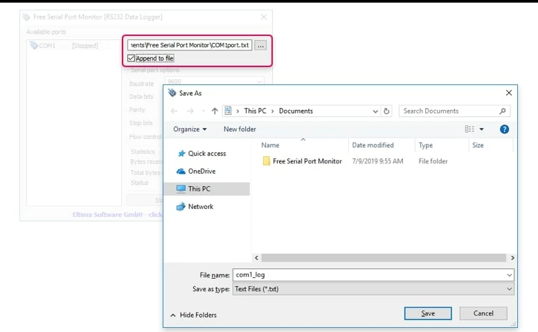 Configure the log file