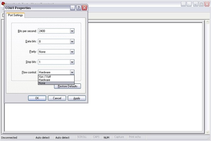 Configuraciones de puerto COM